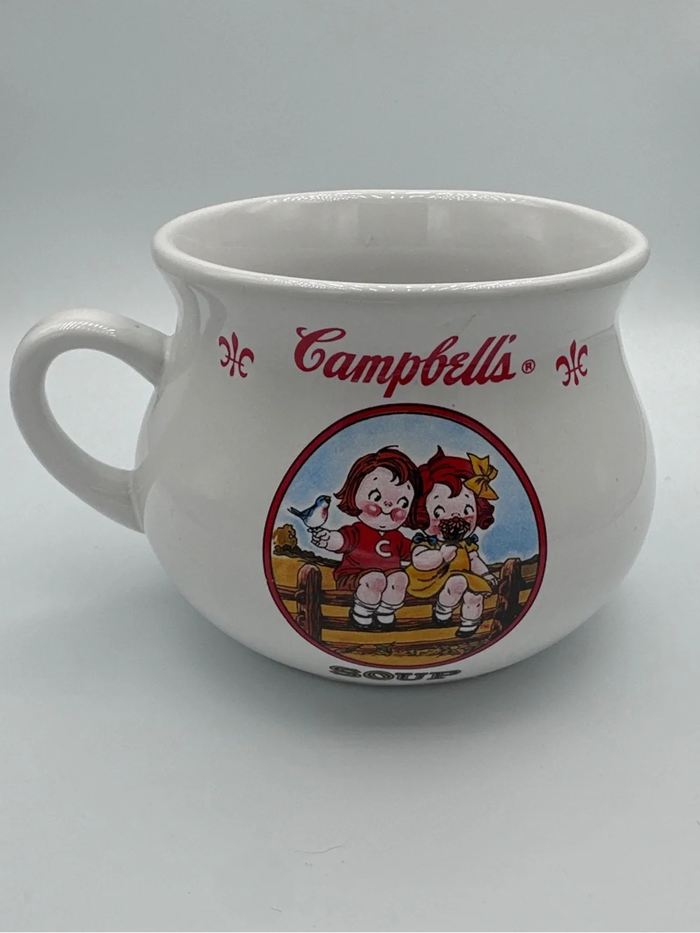 Vintage Campbells Oversized Ceramic Soup Mug with Retro Kids Graphic 2000